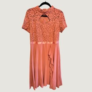 MIUSOL Womens XL Dusty Rose Lace Midi Dress Wedding Guest Cocktail